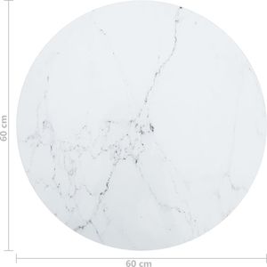 vidaXL Blat do stołu, biały, 60x0,8 cm, szkło ze wzorem marmuru 4