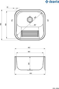 Zlewozmywak Deante  gospodarczy 1-komorowy - wpuszczany lub mocowany do ściany 5