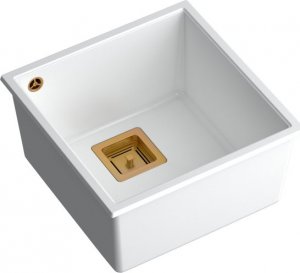 Zlewozmywak Quadron DAVID 40 GraniteQ snow white/elementy miedziane 2