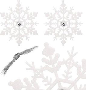 Springos Zawieszka choinkowa 2 szt. śnieżynka 12 cm świąteczna ozdoba biała brokat UNIWERSALNY 1