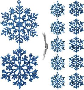 Springos Zawieszka choinkowa 12 szt. śnieżynka 10 cm świąteczna ozdoba niebieski brokat UNIWERSALNY 1