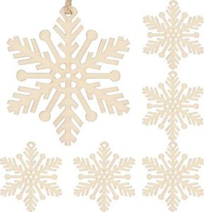 Springos Zawieszka choinkowa 6 szt. śnieżynka 7 cm świąteczna ozdoba drewno UNIWERSALNY 1