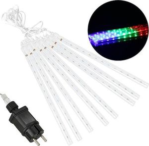 Springos Lampki choinkowe 144 Led sople 8 szt. padający śnieg meteory zewnętrzne multikolor UNIWERSALNY 2
