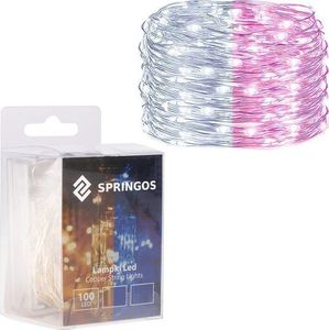 Lampki choinkowe Springos 100 LED różowe 1