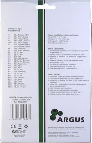 Zasilacz do laptopa Inter-Tech 90 W, 6 A, 20 V (88882137) 9