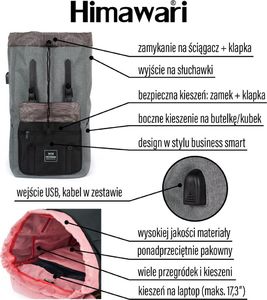 Himawari Plecak Himawari OKTA nr 1 (laptop+USB) Nie dotyczy 16