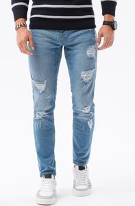 Ombre Spodnie męskie jeansowe P1024 - jasnoniebieskie M 1