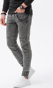 Ombre Spodnie męskie jeansowe joggery P1056 - czarne XL 1