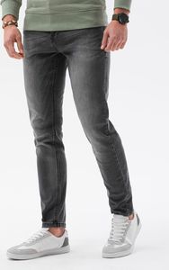 Ombre Spodnie męskie jeansowe P1023 - grafitowe S 1