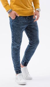 Ombre Spodnie męskie jeansowe joggery P1027 - niebieskie XXL 1