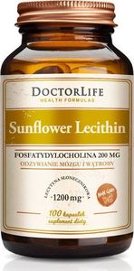 Doctor Life Doctor Life Sunflower Lecithin lecytyna słonecznikowa 1200mg suplement diety 100 kapsułek 1