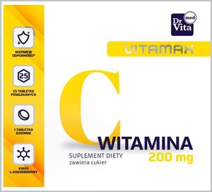 Dr Vita Dr Vita Vitamax Witamina C 200 mg suplement diety 25 tabletek powlekanych 1