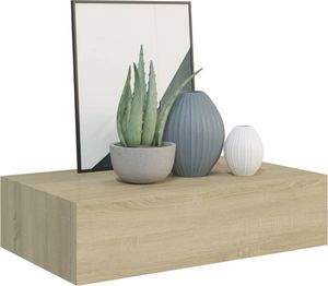 vidaXL Półka ścienna z szufladą, kolor dębu, 40 x 23,5 x 10 cm, MDF 3
