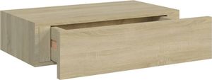 vidaXL Półka ścienna z szufladą, kolor dębu, 40 x 23,5 x 10 cm, MDF 6