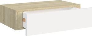 vidaXL Półka ścienna z szufladą, dąb i biel, 40 x 23,5 x 10 cm, MDF 6