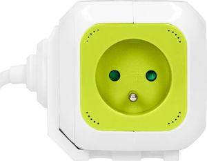 Orno Przedłużacz Kostka 4-krotny z ładowarką 2xUSB 1,4m limonkowy 4