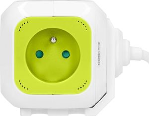 Orno Przedłużacz Kostka 4-krotny z ładowarką 2xUSB 1,4m limonkowy 6