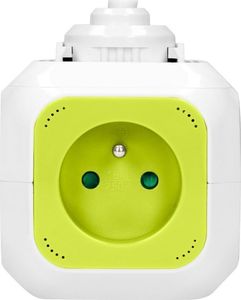 Orno Przedłużacz Kostka 4-krotny z ładowarką 2xUSB 1,4m limonkowy 7