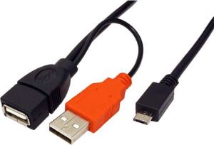 Kabel USB 2x USB-A - microUSB 1 m Czarny 1