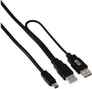 Kabel USB 2x USB-A na miniUSB 1.8m 1