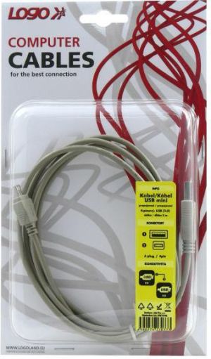 Kabel USB Logo USB-A - miniUSB 2 m Czarny (17077) 2
