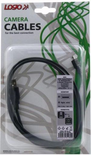 Kabel USB Logo USB-A - miniUSB 1.8 m Czarny (31180) 1