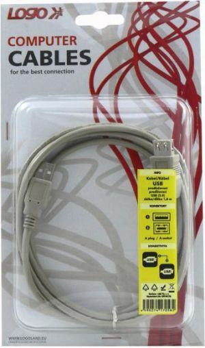 Kabel USB Logo USB-A - USB-A 1.8 m Biały (17058) 3