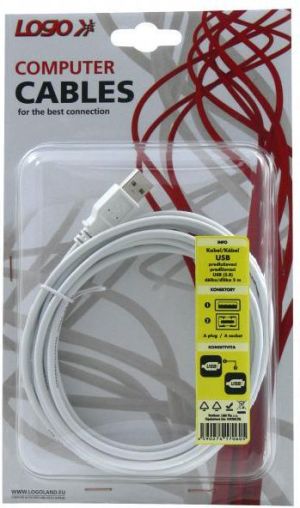 Kabel USB Logo USB-A - USB-A 3 m Biały (17060) 3