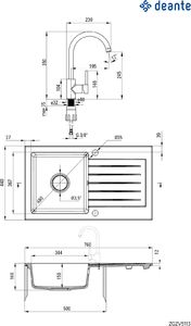 Zlewozmywak Deante Zorba Komplet granitowy 1-komorowy z ociekaczem + bateria owa stojąca 2