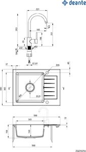Zlewozmywak Deante Zorba Komplet granitowy 1-komorowy z ociekaczem + bateria owa stojąca 2
