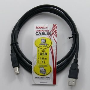Kabel USB Logo USB-A - USB-B 1.8 m Czarny (30260) 2