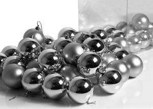 WideShop BOMBKI CHOINKOWE 6cm 54 SZT BOMBKA ZESTAW SREBRNE 2