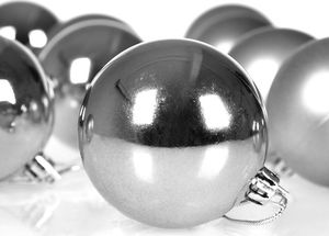 WideShop BOMBKI CHOINKOWE 6cm 54 SZT BOMBKA ZESTAW SREBRNE 5