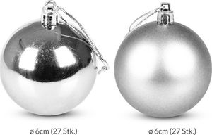 WideShop BOMBKI CHOINKOWE 6cm 54 SZT BOMBKA ZESTAW SREBRNE 10