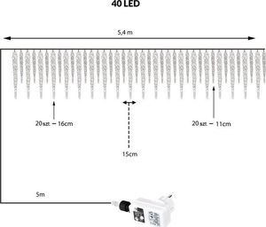 WideShop WĄŻ ŚWIETLNY SOPLE 40SZT ZIMNY BIAŁY PILOT 7