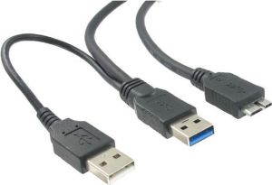 Kabel USB 3.0, A(2x)-micro(B), M/M, 1.8m 1