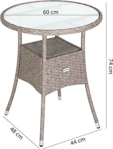 WideShop STÓŁ OKRĄGŁY POLIRATTAN OGRODOWY KREMOWY 60 CM 5