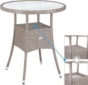 WideShop STÓŁ OKRĄGŁY POLIRATTAN OGRODOWY KREMOWY 60 CM 6