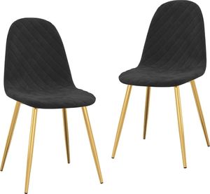 vidaXL Krzesła stołowe, 2 szt., czarne, obite aksamitem 2
