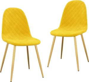 vidaXL Krzesła stołowe, 2 szt., musztardowe, obite aksamitem 2