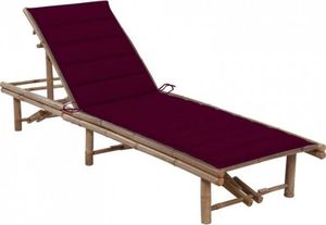 vidaXL Ogrodowy leżak z poduszką, bambusowy, poduszka bordowa 1