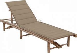vidaXL Ogrodowy leżak z poduszką, bambusowy, beżowa poduszka 1