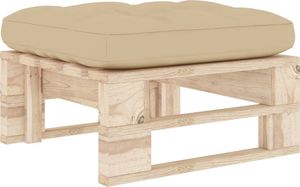 vidaXL Ogrodowy stołek z palet, impregnowane drewno sosnowe, beżowa poduszka 2