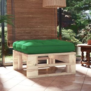 vidaXL Ogrodowy stołek z palet, impregnowane drewno sosnowe, zielona poduszka 1