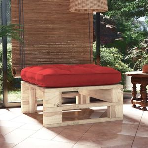 vidaXL Ogrodowy stołek z palet, impregnowane drewno sosnowe, czerwona poduszka 1