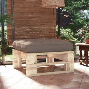 vidaXL Ogrodowy stołek z palet, impregnowane drewno sosnowe, poduszka taupe 1
