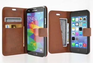 Etui na iPhone 5, poliuretan, kieszonki na karty, z podstawką 4