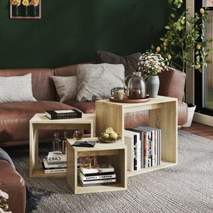 vidaXL Stoliki wsuwane pod siebie, 3 szt., dąb sonoma, płyta wiórowa 3