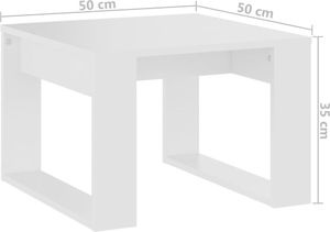 vidaXL Stolik boczny, biały, 50x50x35 cm, płyta wiórowa 7