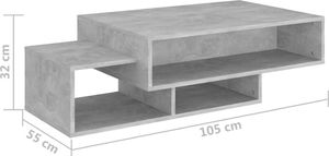 vidaXL Stolik kawowy, szarość betonu, 105x55x32 cm, płyta wiórowa 7